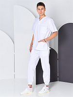 Мужской медицинский костюм с рубашкой с V-образным вырезом (белый)