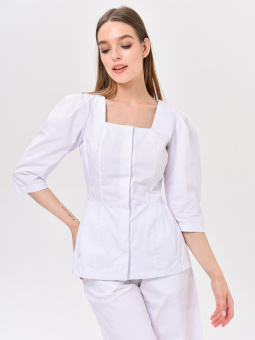 Медицинская приталенная блуза (белый)