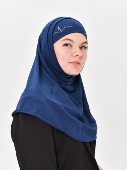 Хиджаб с медицинским принтом «Линия ЭКГ» (темно-синий)
