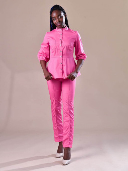 Блуза с баской и съемным поясом (розовый)