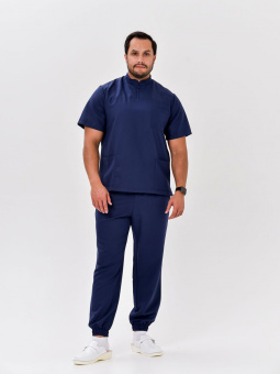 Мужской медицинский костюм с брюками-джоггерами (темно-синий)