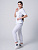 Медицинский брючный костюм с блузой с V-образным вырезом (белый)