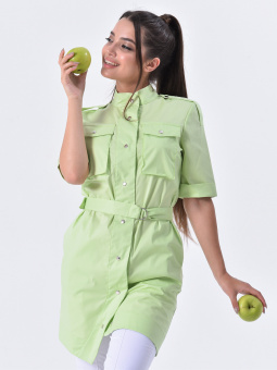 Медицинский халат с погонами (зеленое яблоко)
